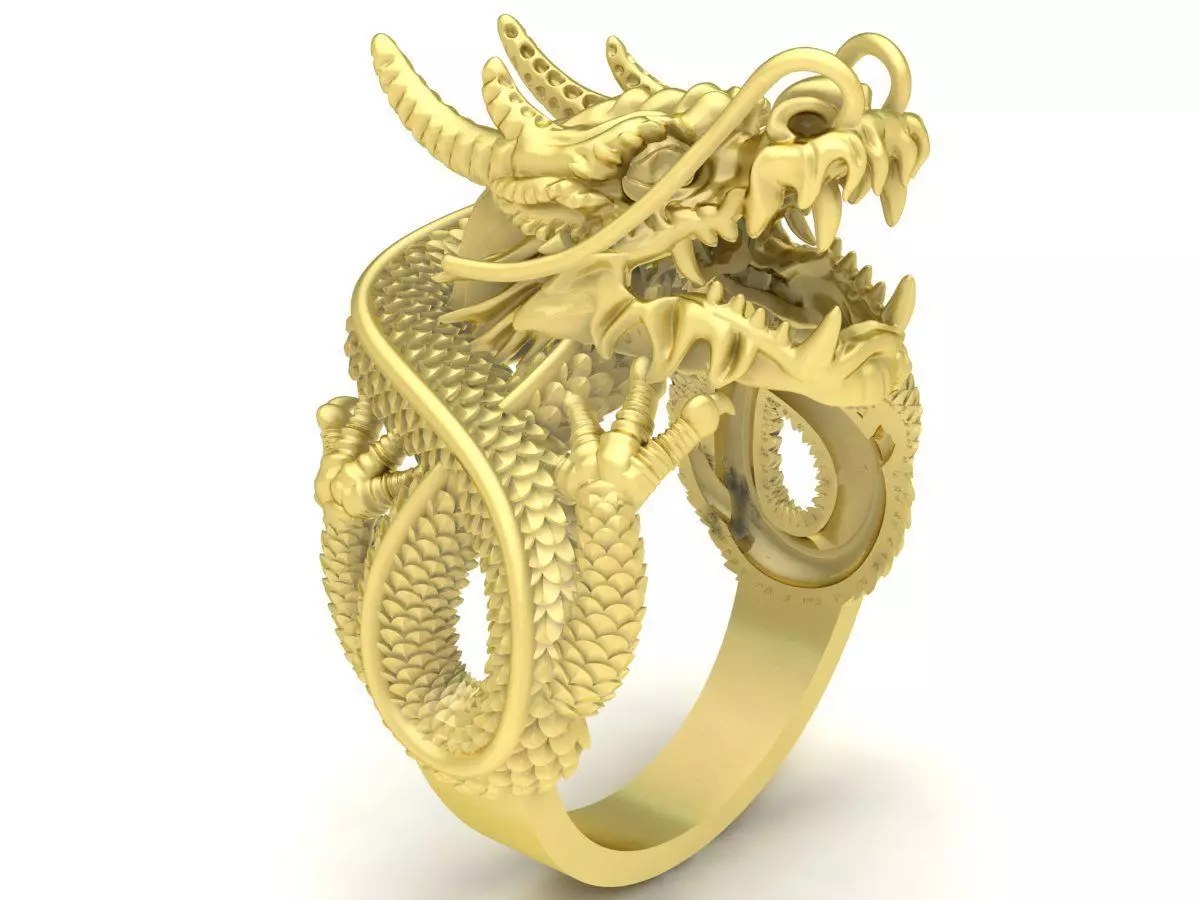 Asian Dragon Ring for Men 3D Model  3808 3D print model_0