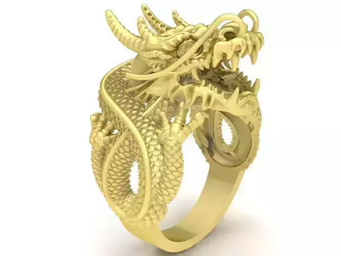 Fengshui Chinese Dragon Men Ring Jewelry Model 3808 3D print model