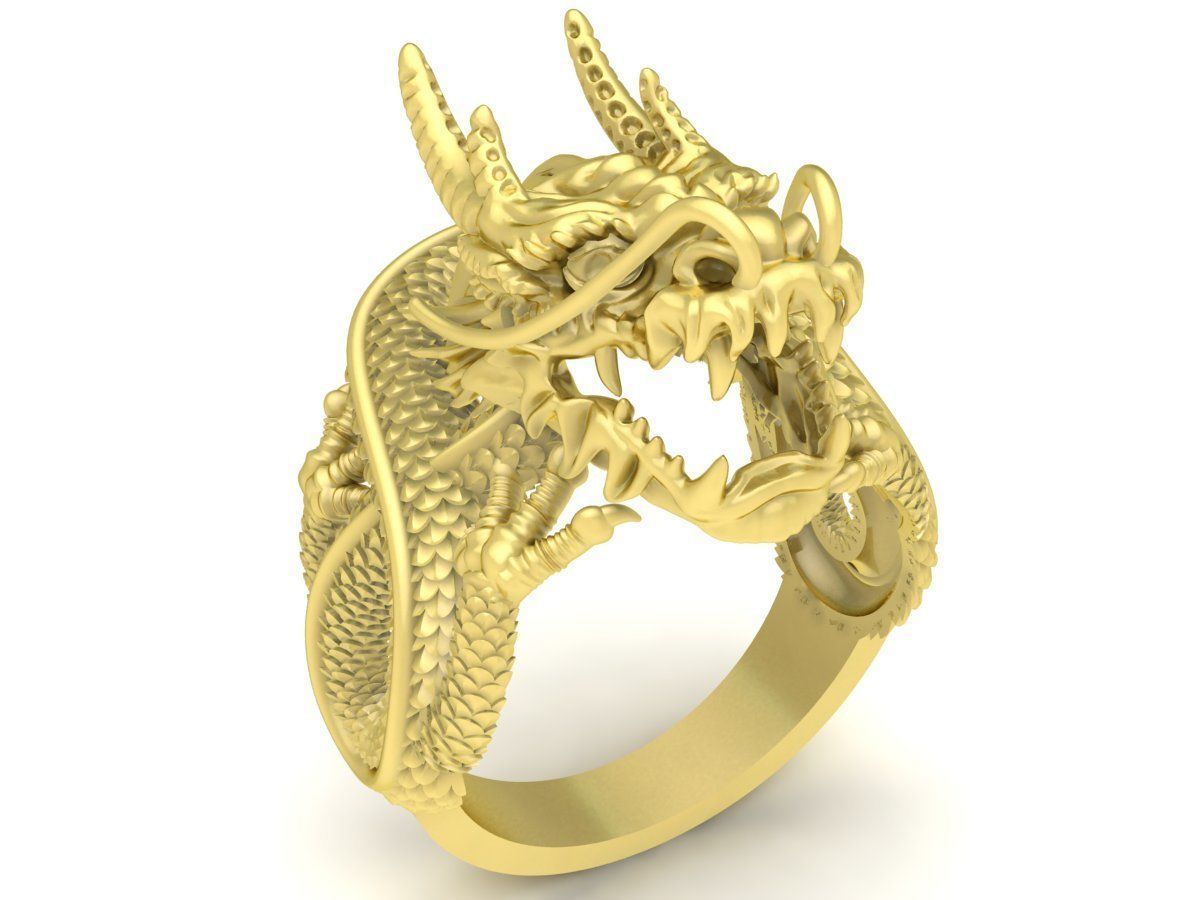 Asian Dragon Ring for Men 3D Model  3808 3D print model_6