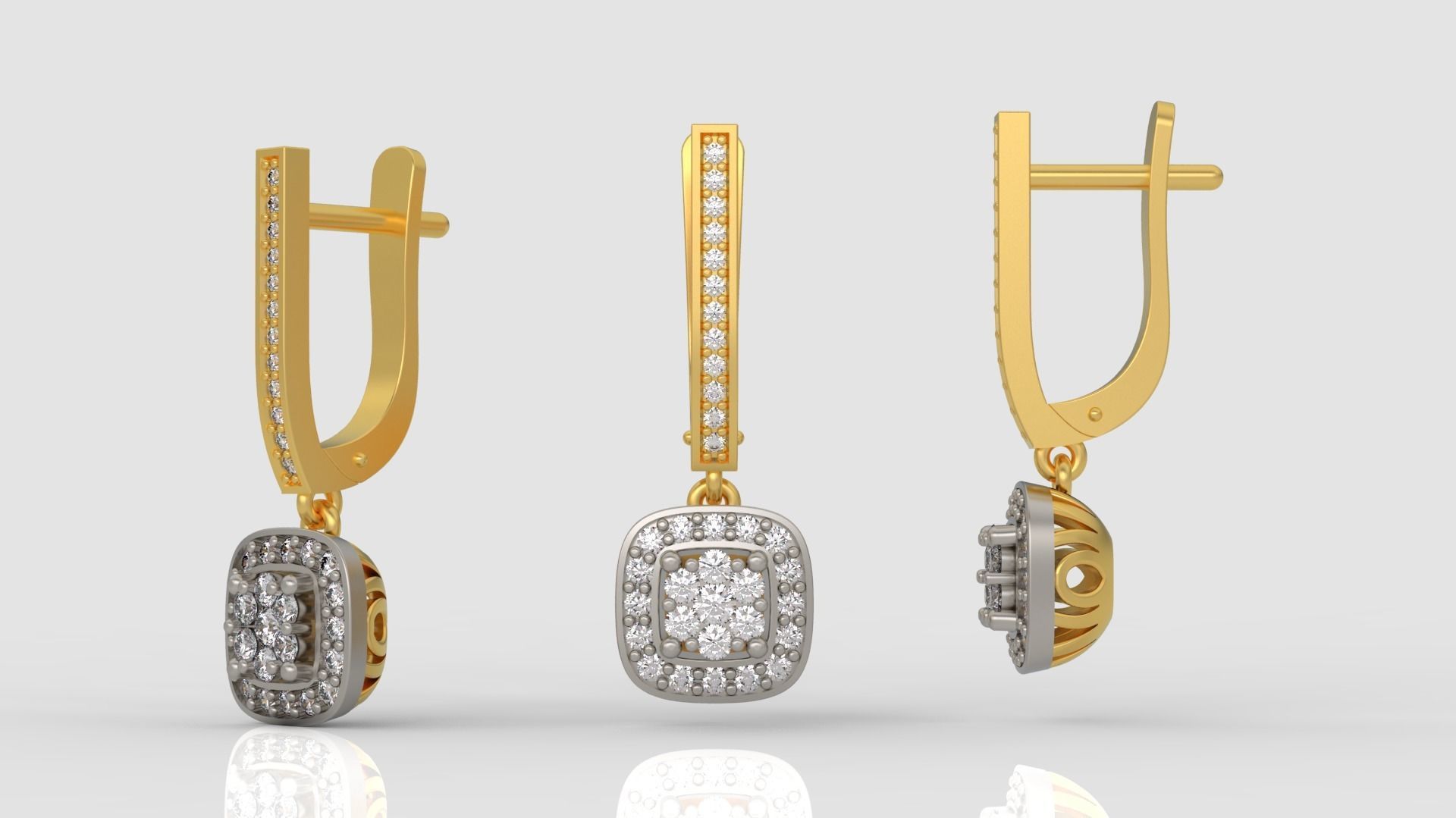 Ring and Earrings Diamond jewelry set 3d print model A60 3D print model_6