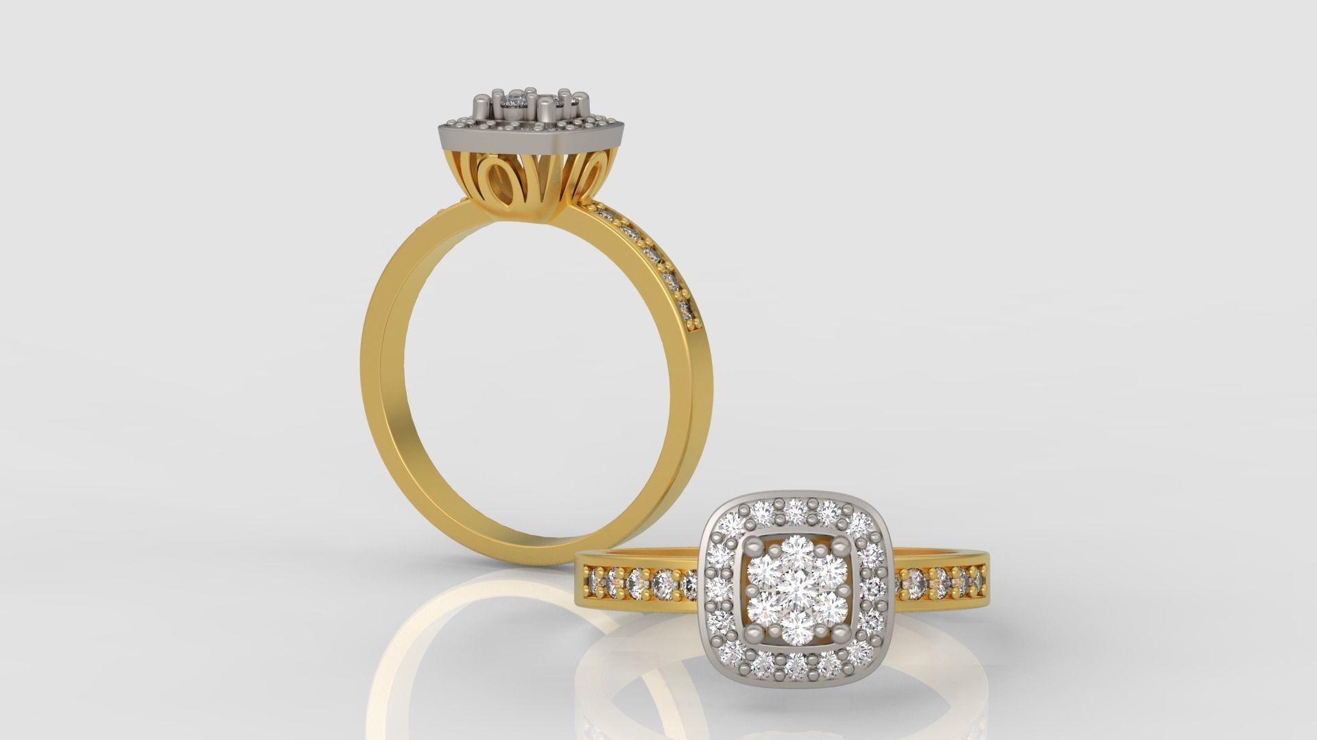 Ring and Earrings Diamond jewelry set 3d print model A60 3D print model_2
