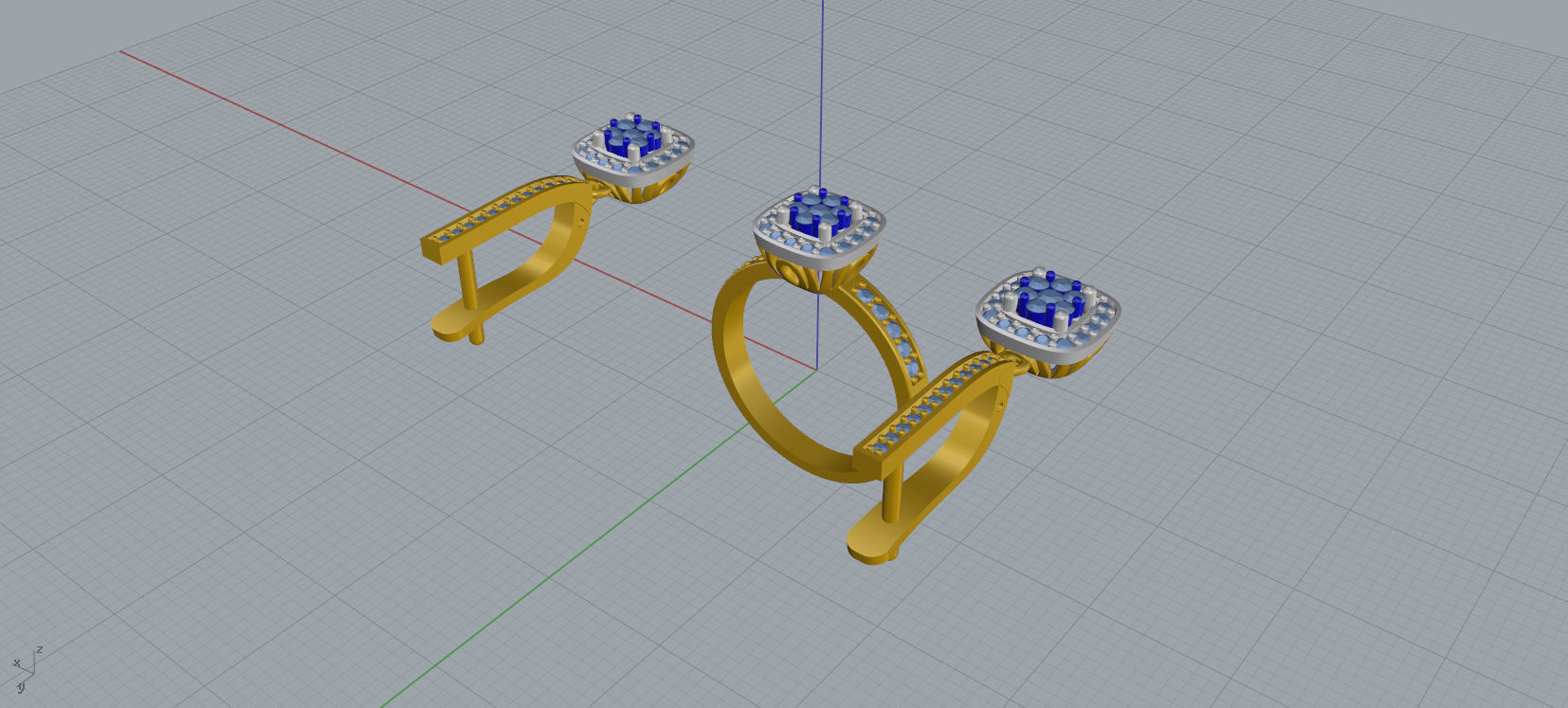 Ring and Earrings Diamond jewelry set 3d print model A60 3D print model_16