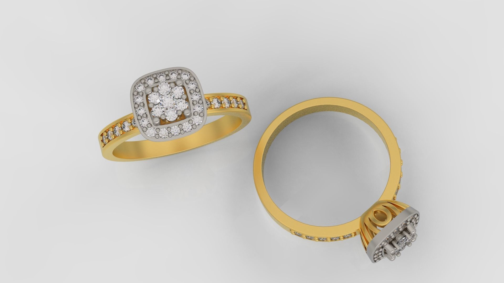 Ring and Earrings Diamond jewelry set 3d print model A60 3D print model_4