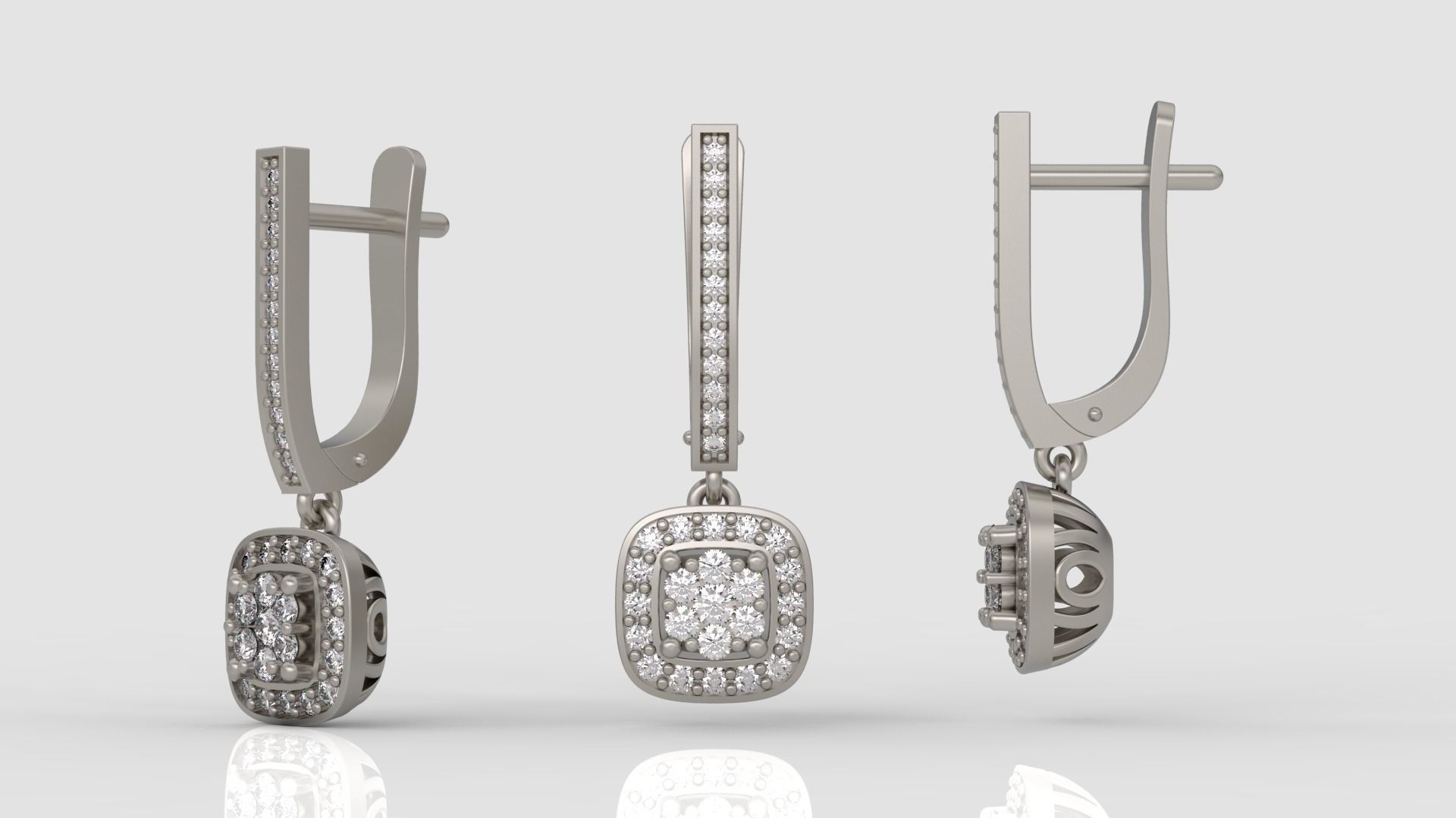 Ring and Earrings Diamond jewelry set 3d print model A60 3D print model_7