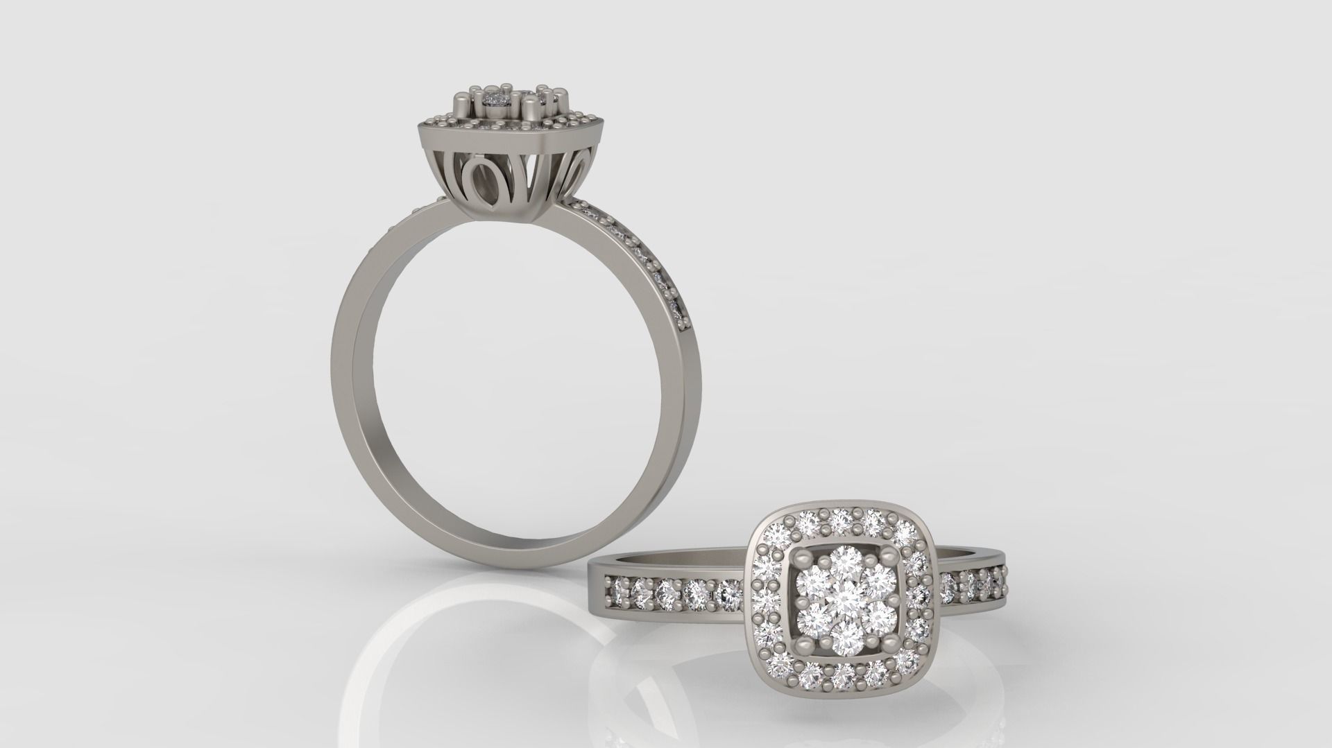 Ring and Earrings Diamond jewelry set 3d print model A60 3D print model_5