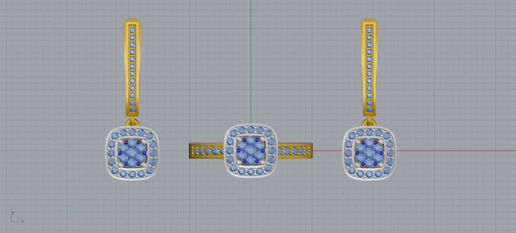 Ring and Earrings Diamond jewelry set 3d print model A60 3D print model_11