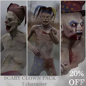 Scary Clown Pack 3D Model Collection_0