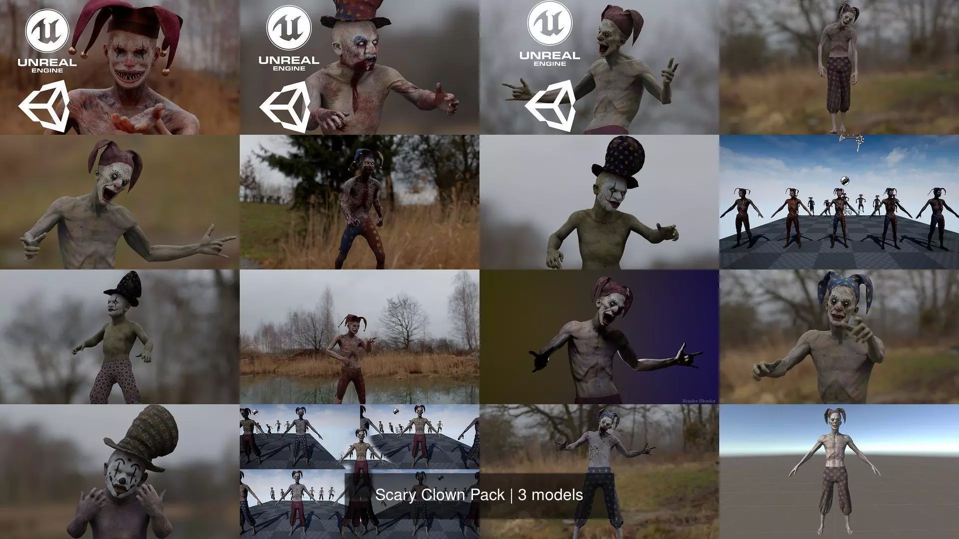 Scary Clown Pack 3D Model Collection_4