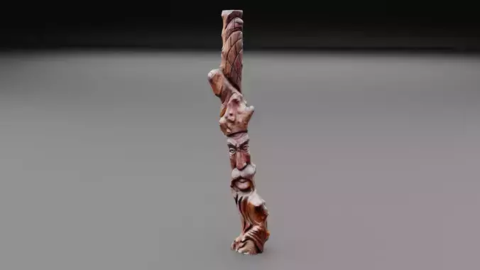 Wood sculpture old man 02 high-poly