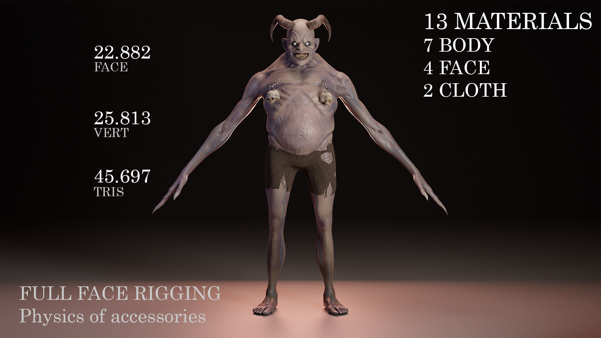 Evil Demon Low-poly 3D model_15