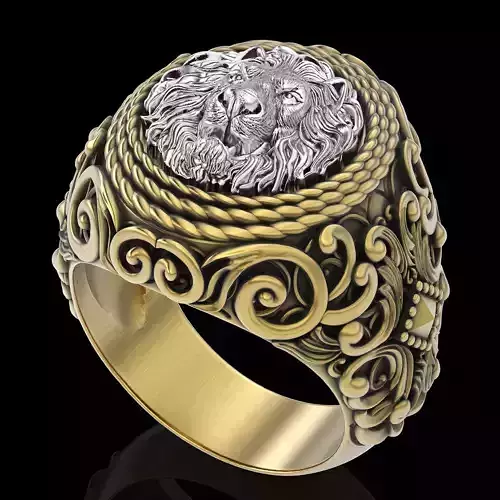Lion ring  gold printable jewelry 3D model