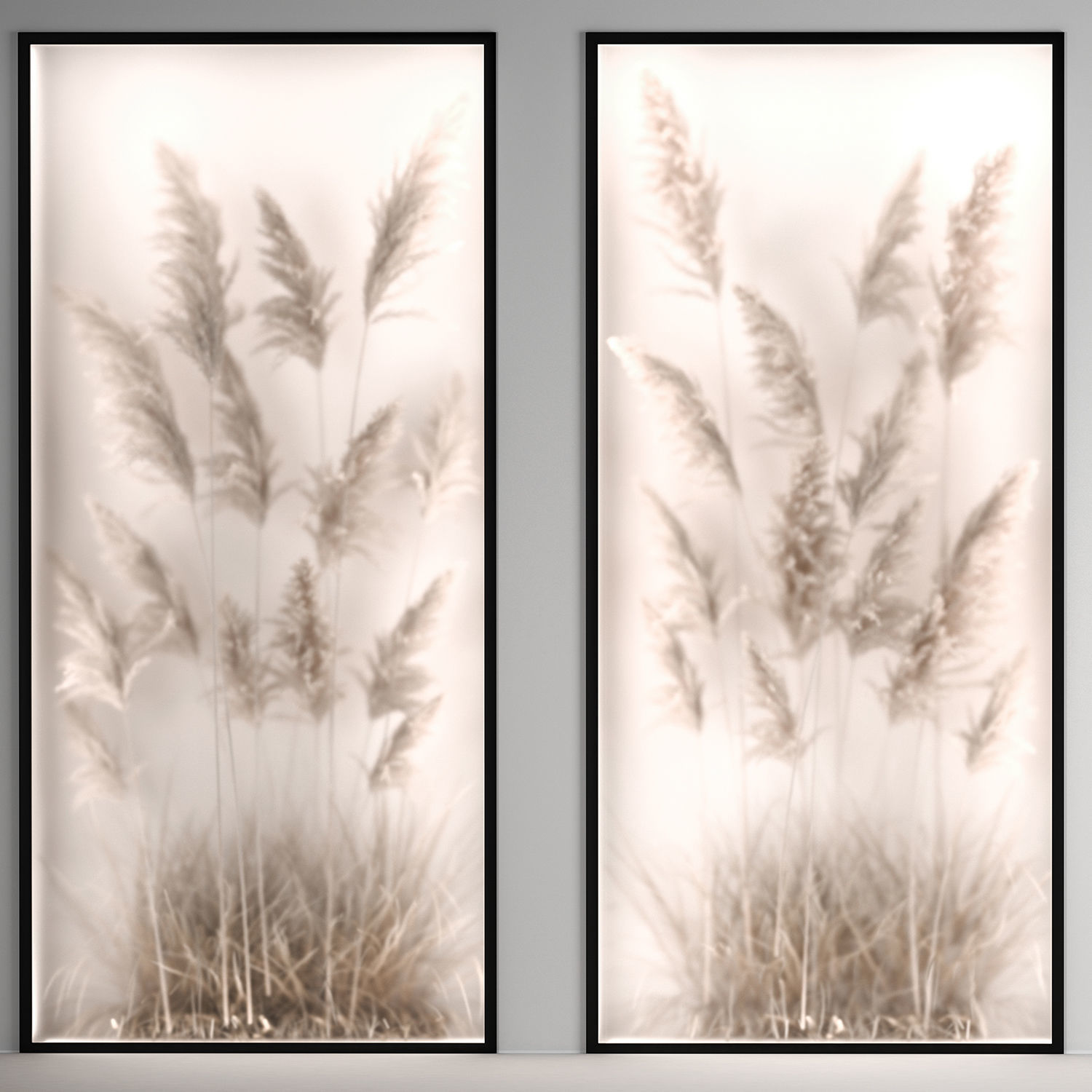 Vertical garden Of Dry Palm Leaves And Pampas Grass 284 3D model_2