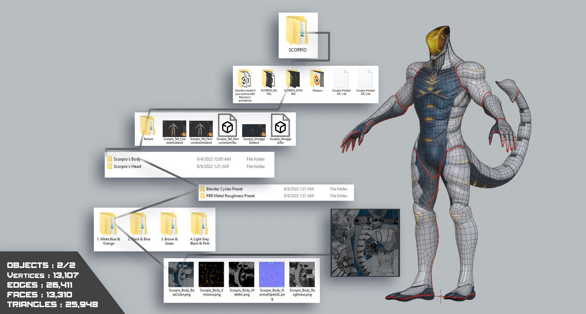 Low Poly - Cyborg Zodiac Theme - Scorpio Low-poly 3D model_20
