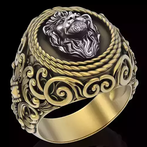 Lion ring  gold printable jewelry 3D model