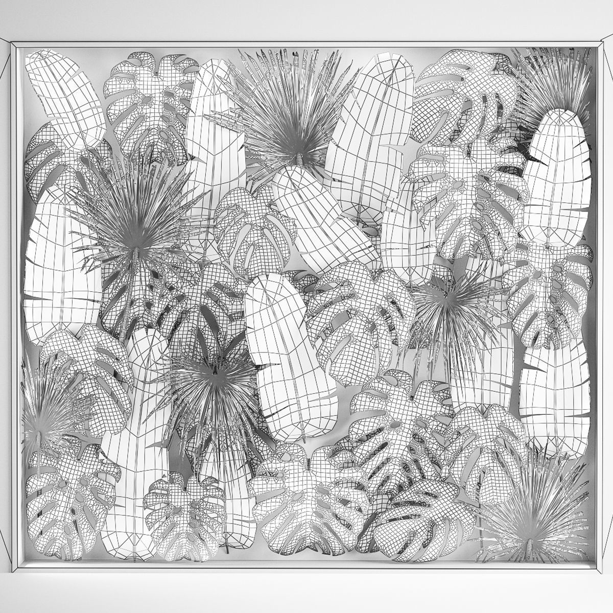 Vertical Garden In A Phyto Box Of Plant Leaves 3D model_6