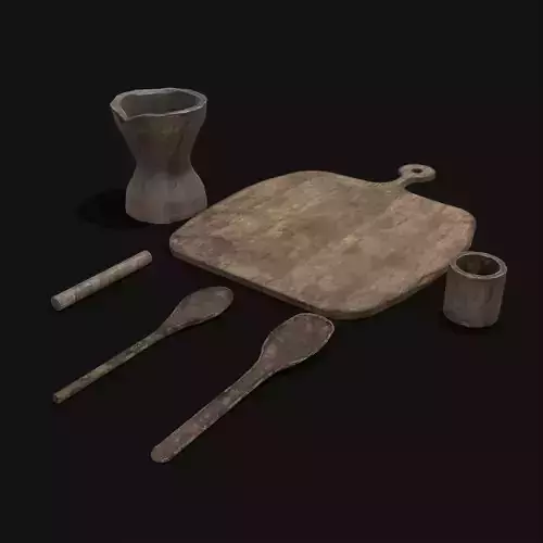 Rustic Wooden Medieval Cooking Set