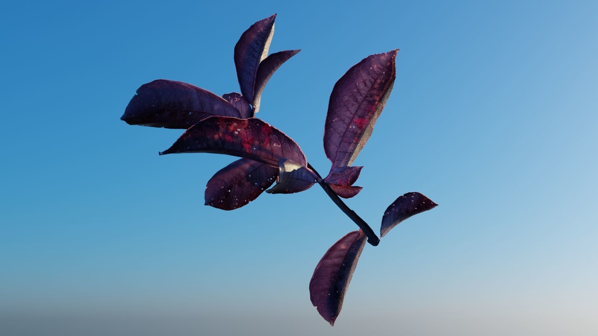 Purple Tree Leaves - Branch for Particle Generation Low-poly 3D model_1