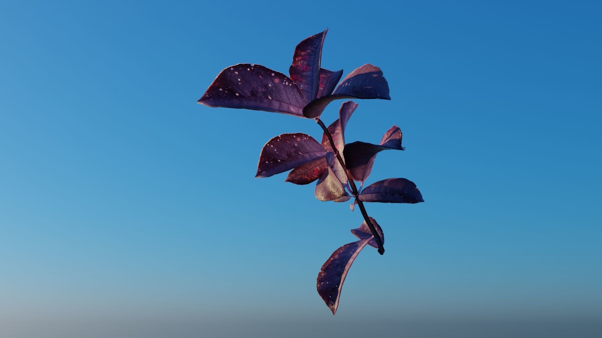 Purple Tree Leaves - Branch for Particle Generation Low-poly 3D model_2