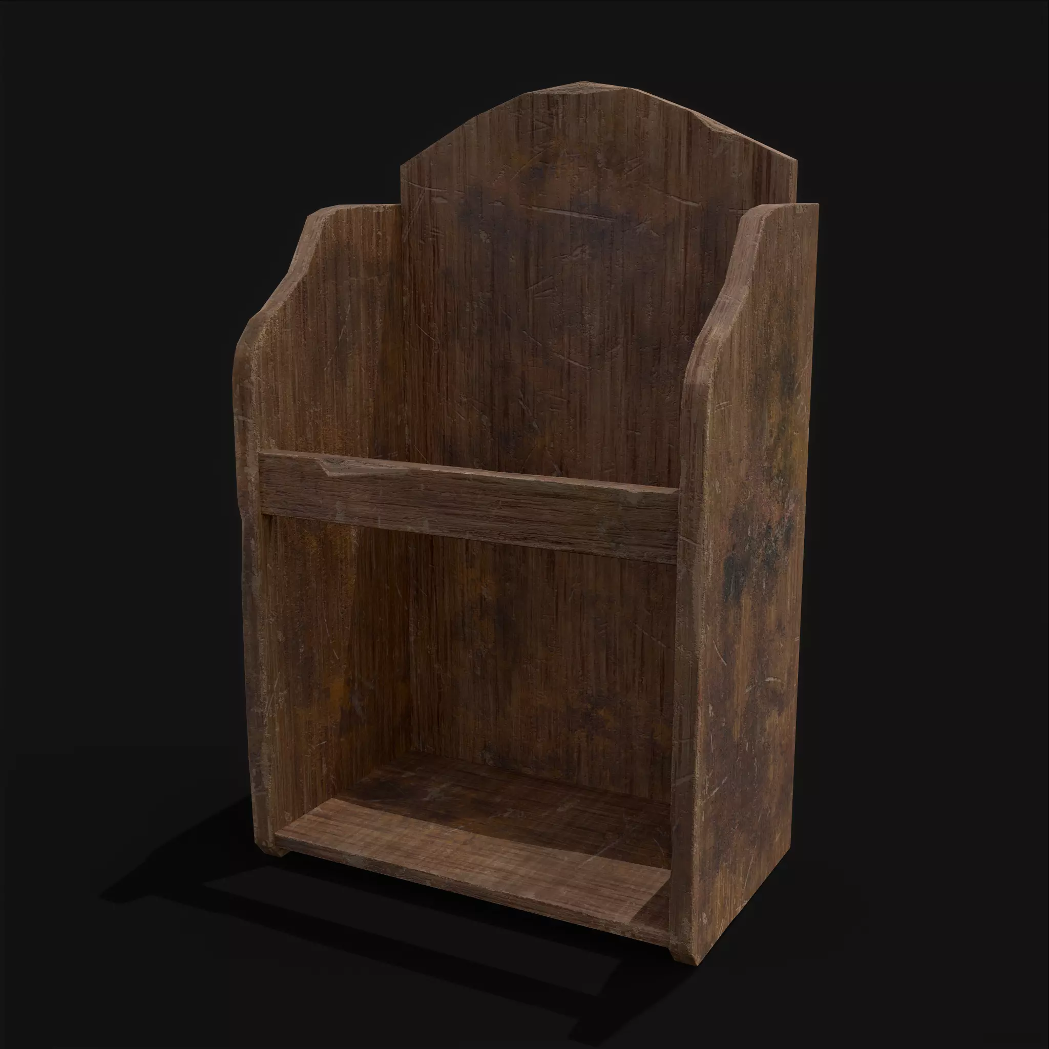 Rustic Wooden Medieval Small Dish Rack Low-poly 3D model_0