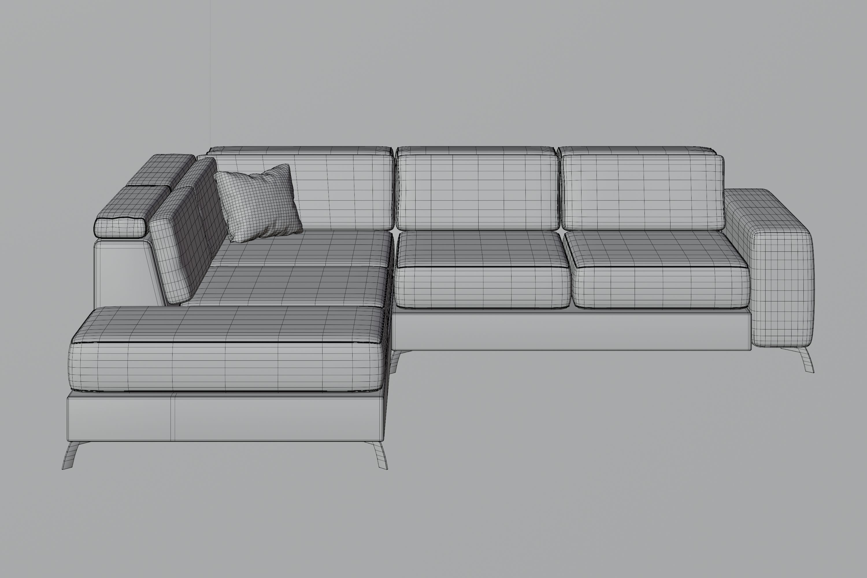 Modern Beige Sofa 3D model_9