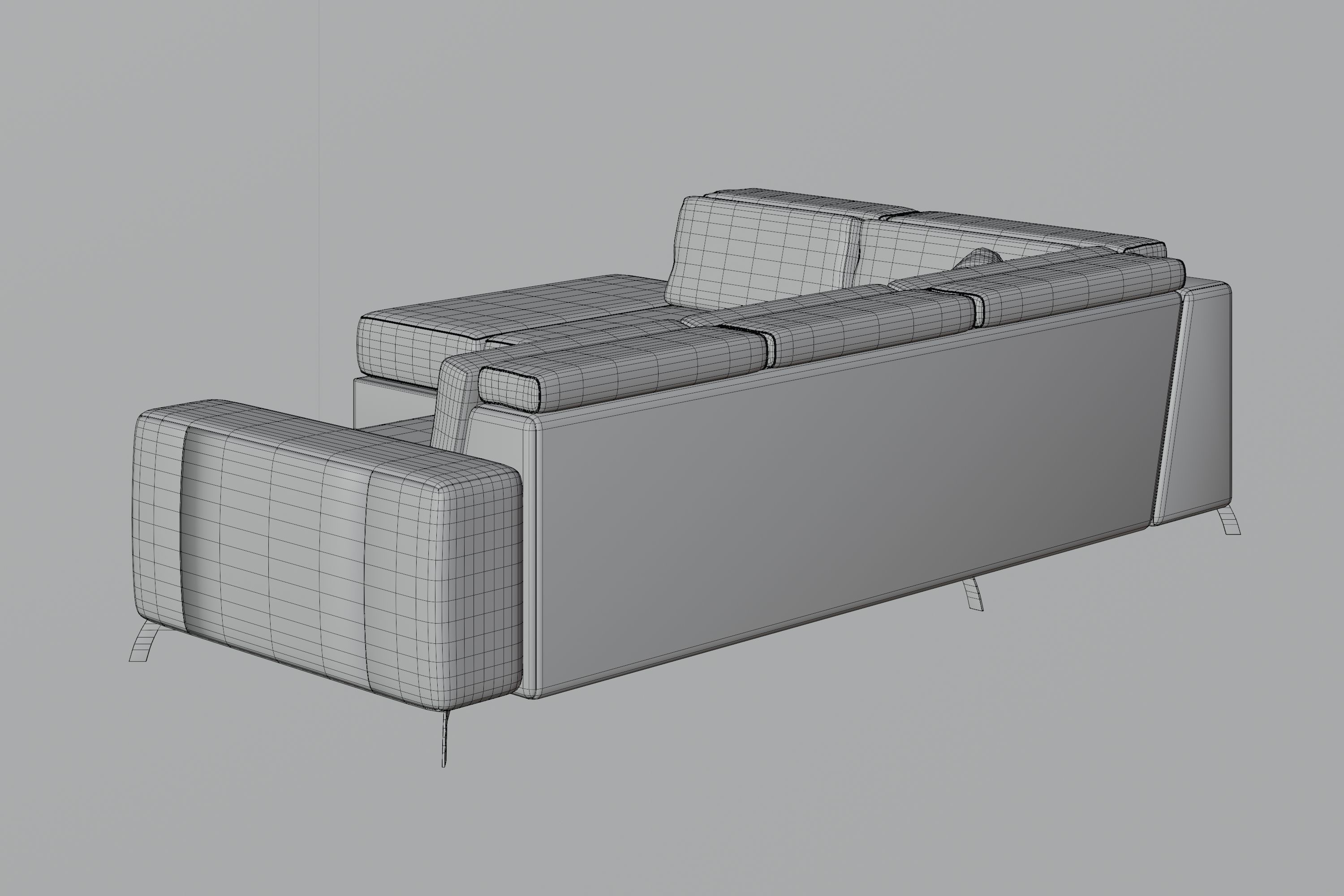 Modern Beige Sofa 3D model_14