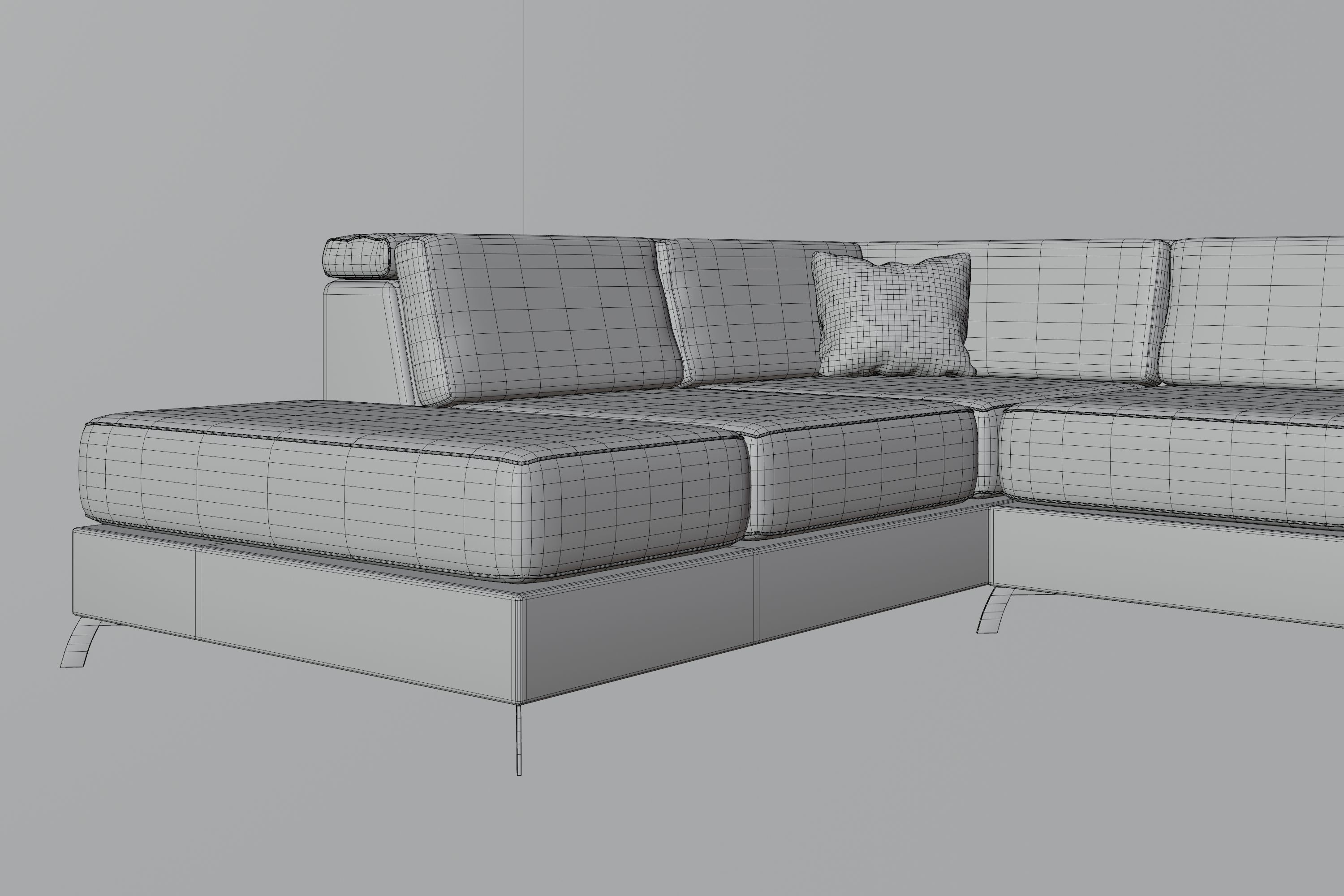 Modern Beige Sofa 3D model_17