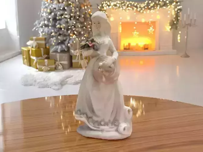 Girl White Statue low-poly PBR Ornament figurine VR-AR