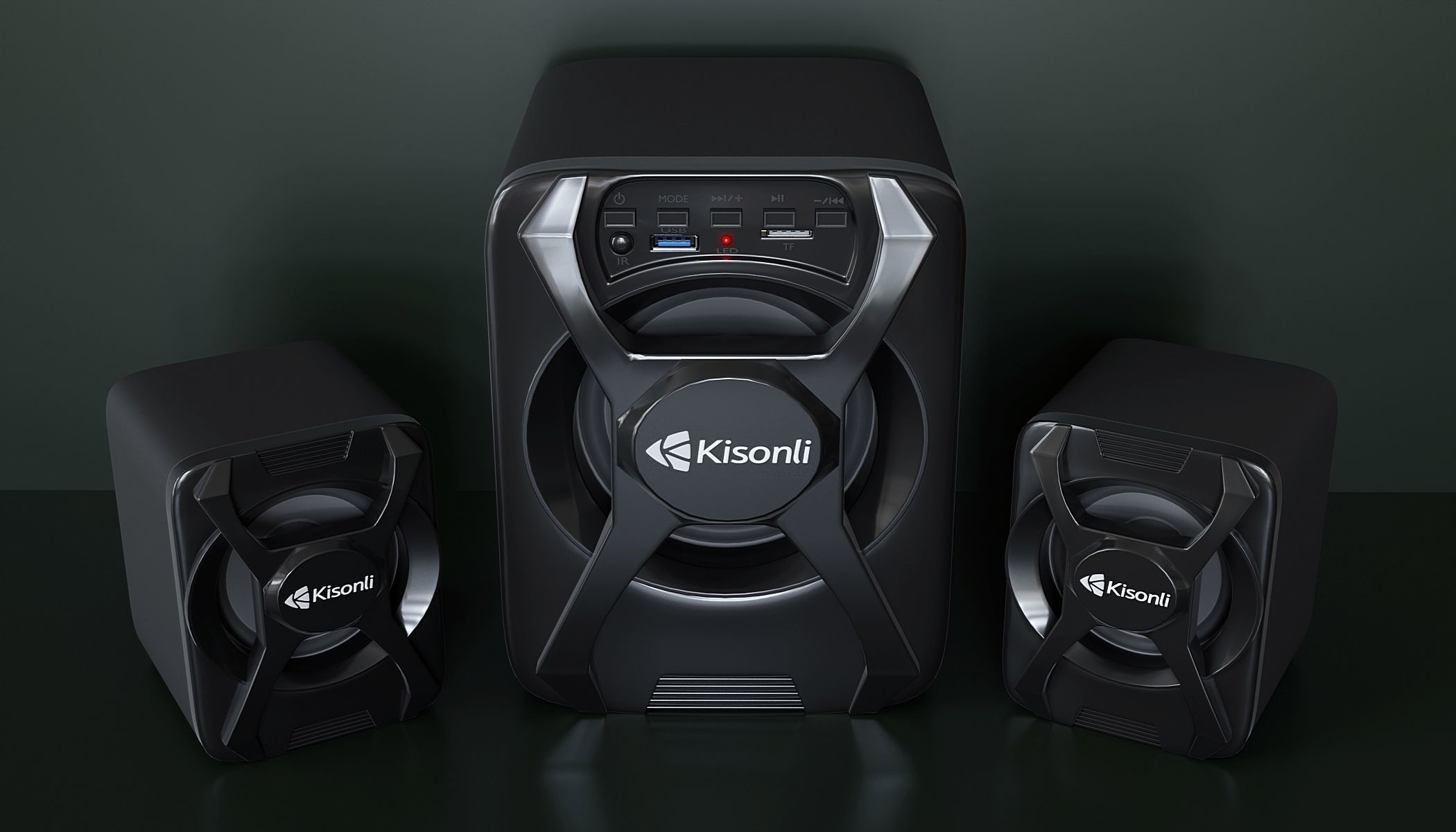 Kisonli Bluetooth Speaker With FM 3D model_2