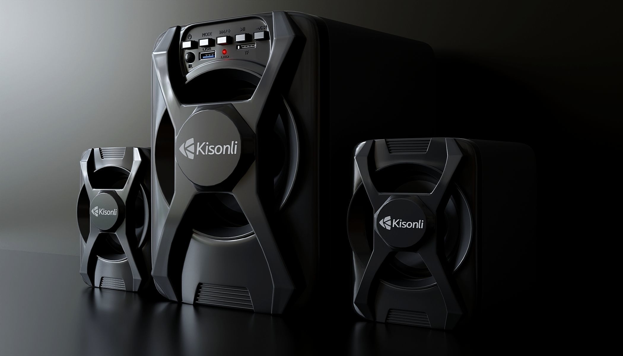 Kisonli Bluetooth Speaker With FM 3D model_1