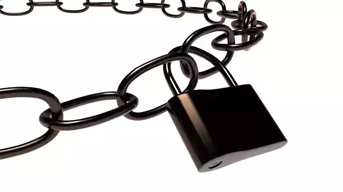 LOCK 3d model padlock on chain Free 3D model