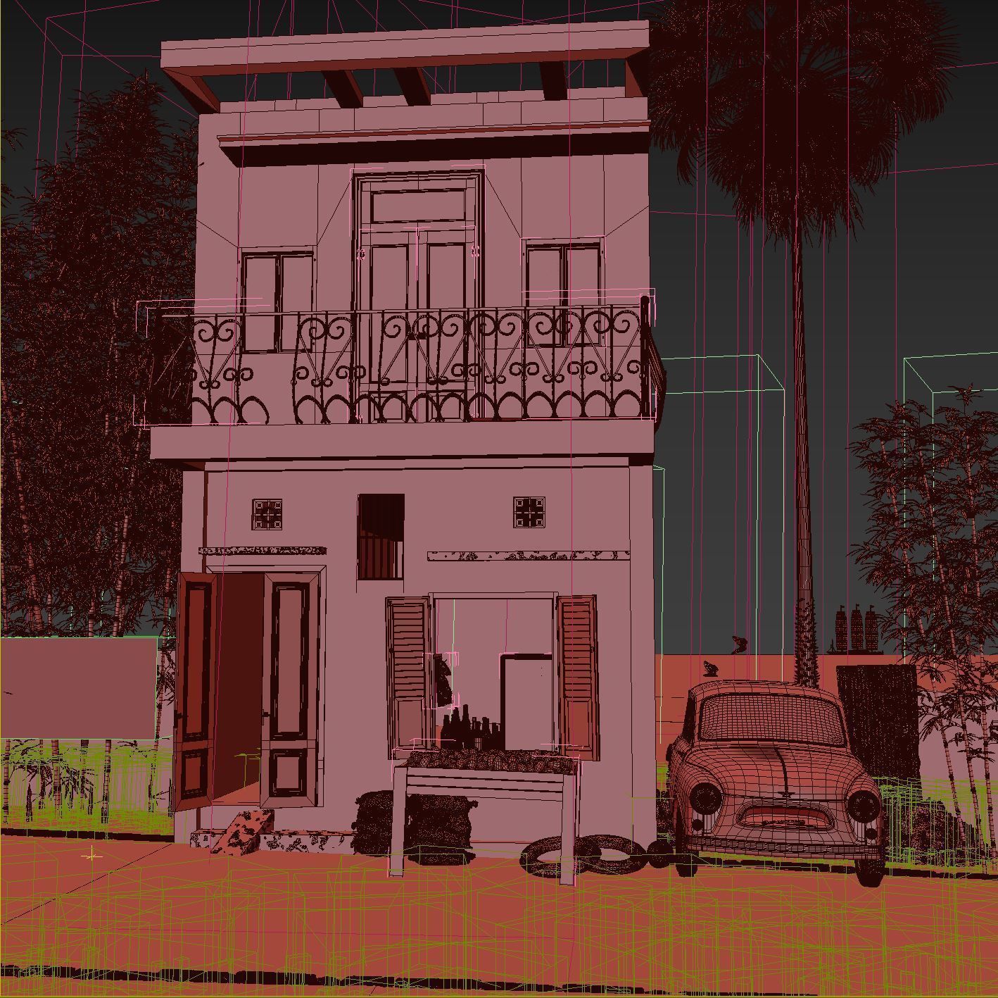 Beach house scene 3D model_2