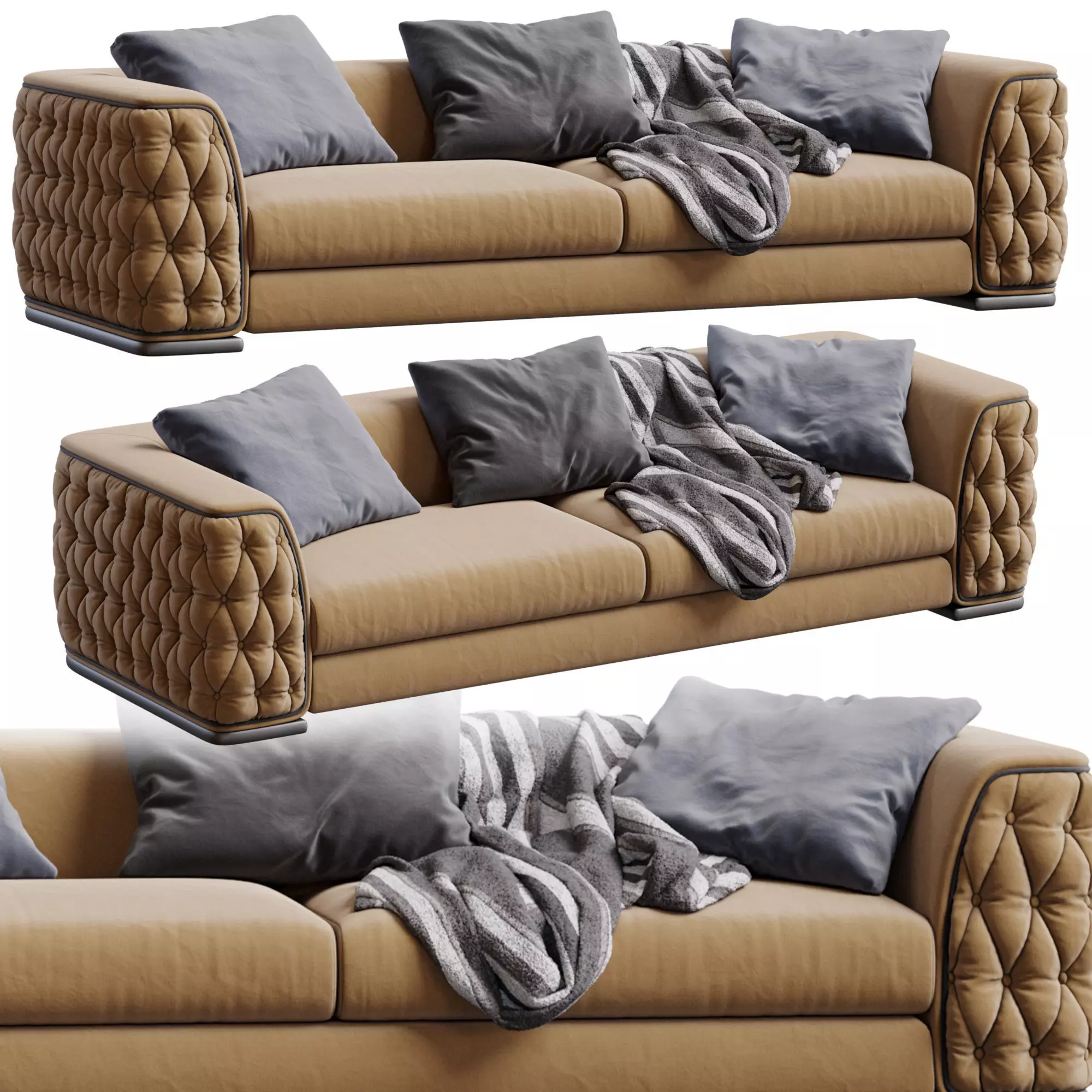 Leather Sofa Plaza By ASNAGHI 3D model_0