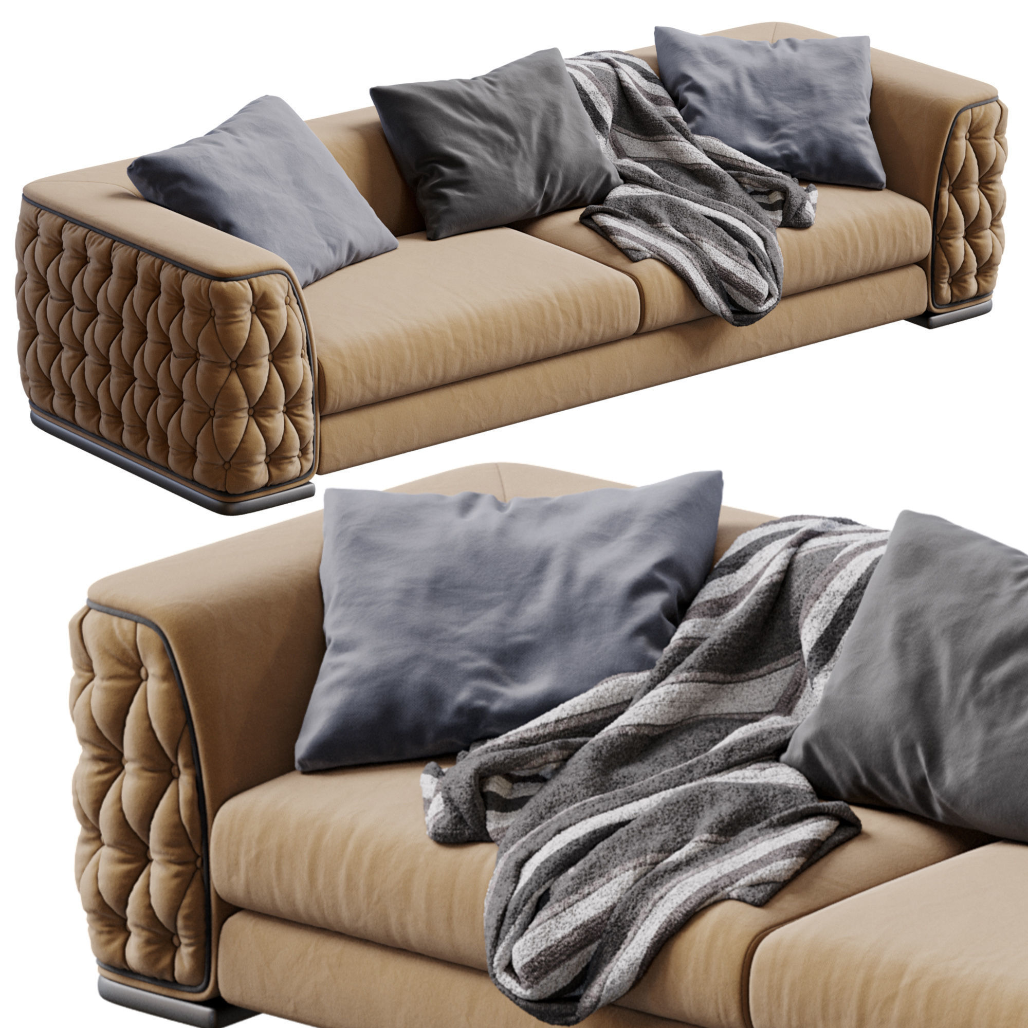 Leather Sofa Plaza By ASNAGHI 3D model_5