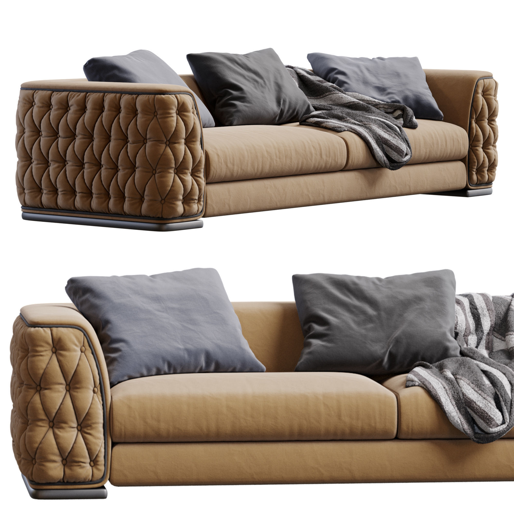 Leather Sofa Plaza By ASNAGHI 3D model_1