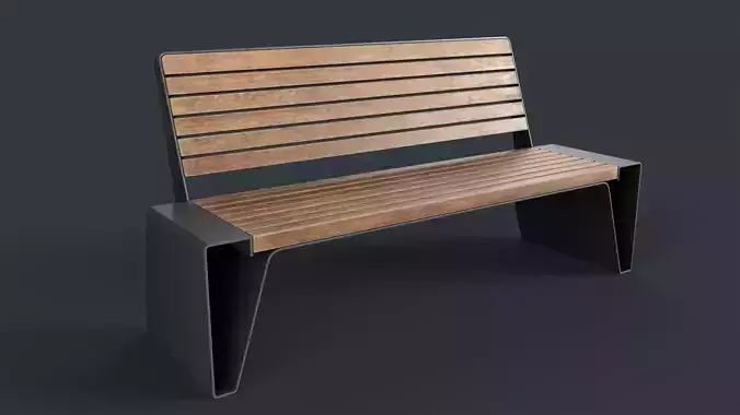 Modern Outdoor Bench 8 PBR Game Ready