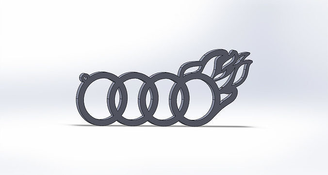 audi keychain logo fire oriktown 3D print model