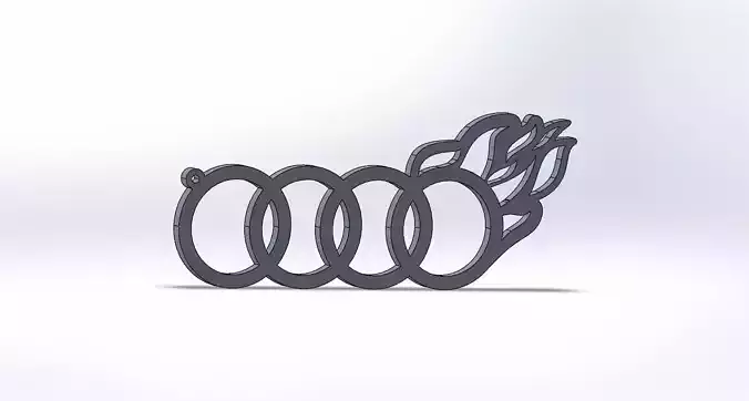 audi keychain logo fire oriktown 3D print model