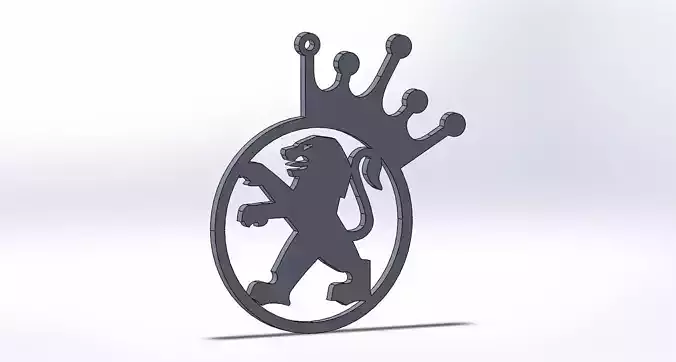 Peugeot keychain logo king oriktown crown 3D print model