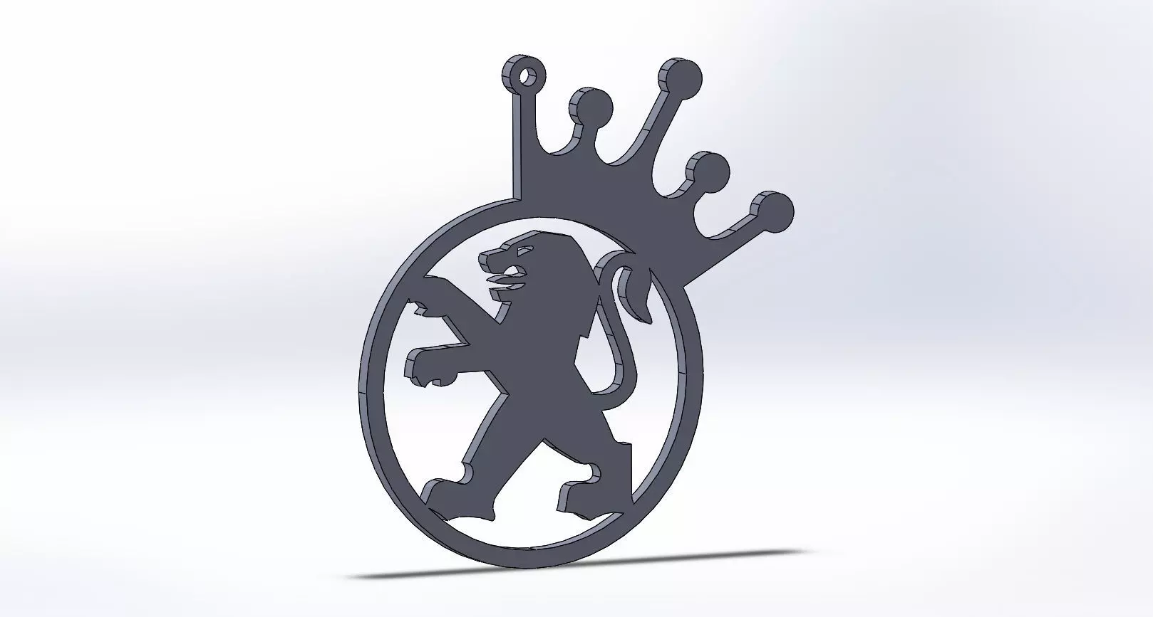 Peugeot keychain logo king oriktown crown 3D print model