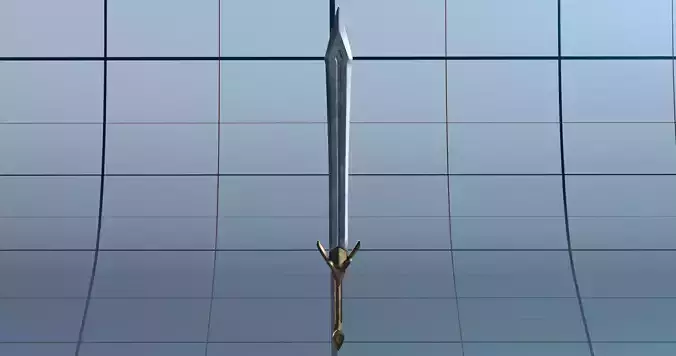 Sword 3 PBR hanging from glass wall