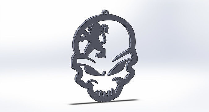 Peugeot keychain logo oriktown skull 3D print model