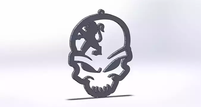 Peugeot keychain logo oriktown skull 3D print model