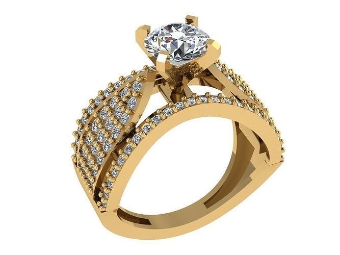 Ring400 diamond engagement ring gold 3D print model