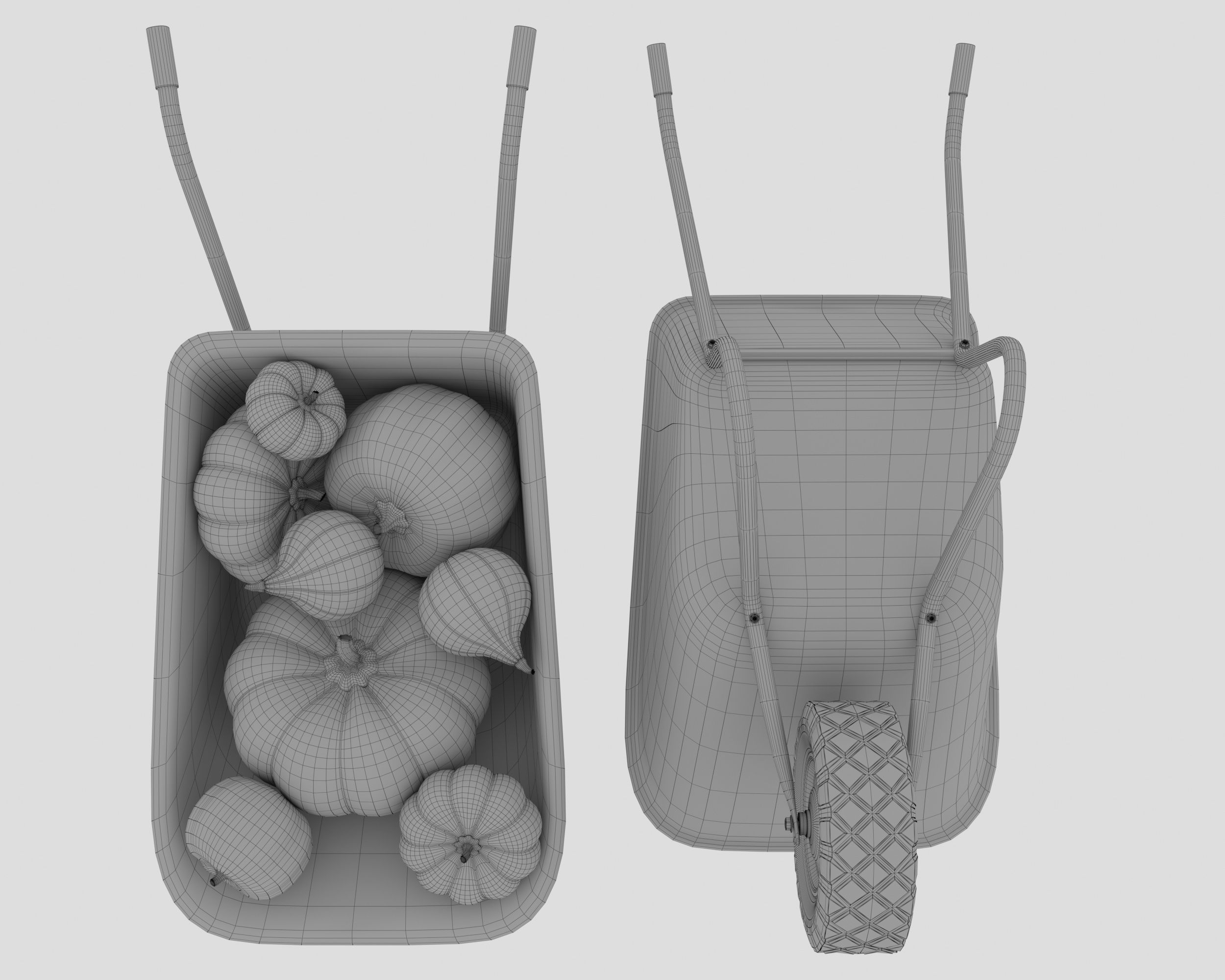 Wheelbarrow with pumpkins 3D model_9
