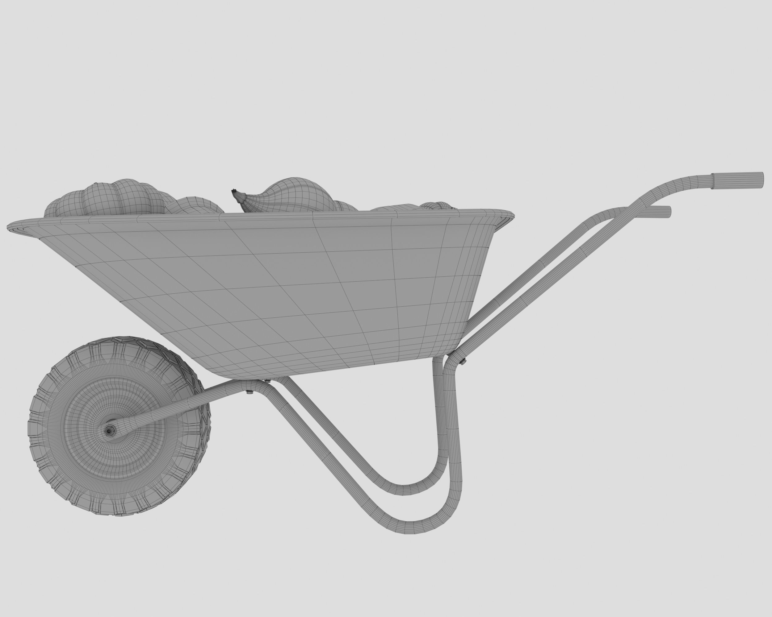 Wheelbarrow with pumpkins 3D model_7