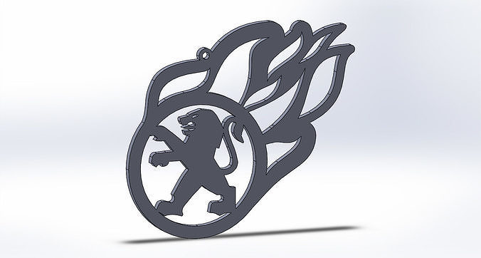 Peugeot  keychain logo fire oriktown 3D print model
