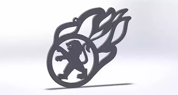 Peugeot  keychain logo fire oriktown 3D print model