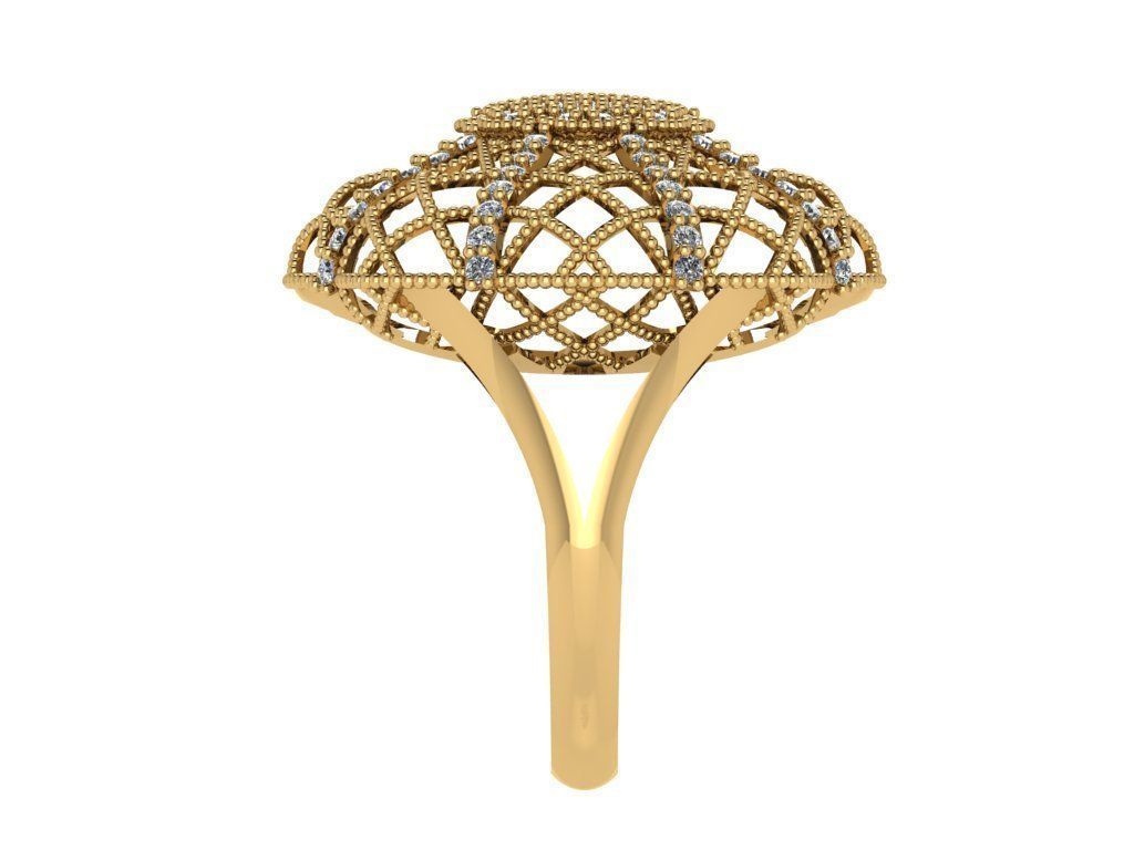 Ring402 ring with diamonds in gold 3D print model_3