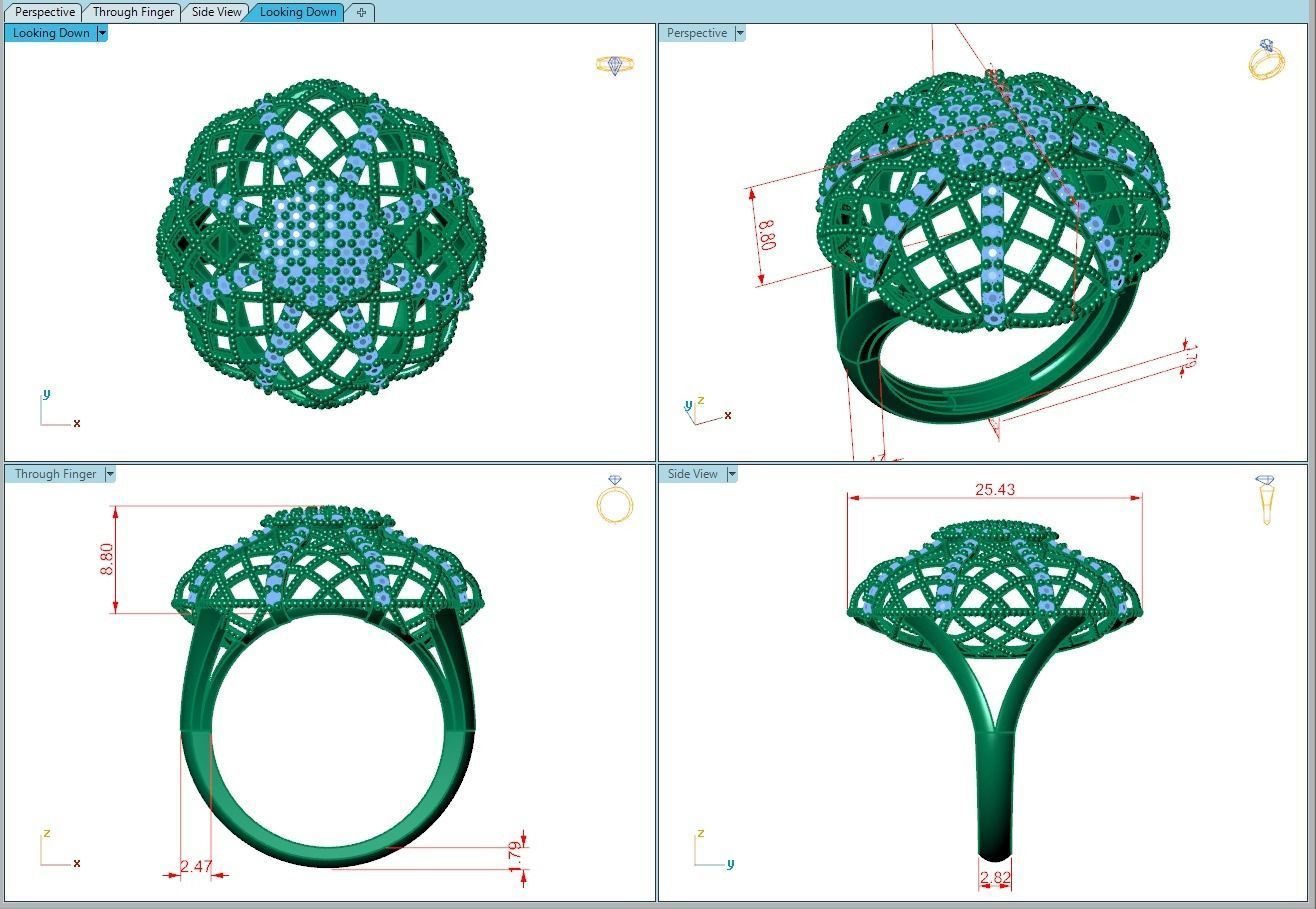 Ring402 ring with diamonds in gold 3D print model_4