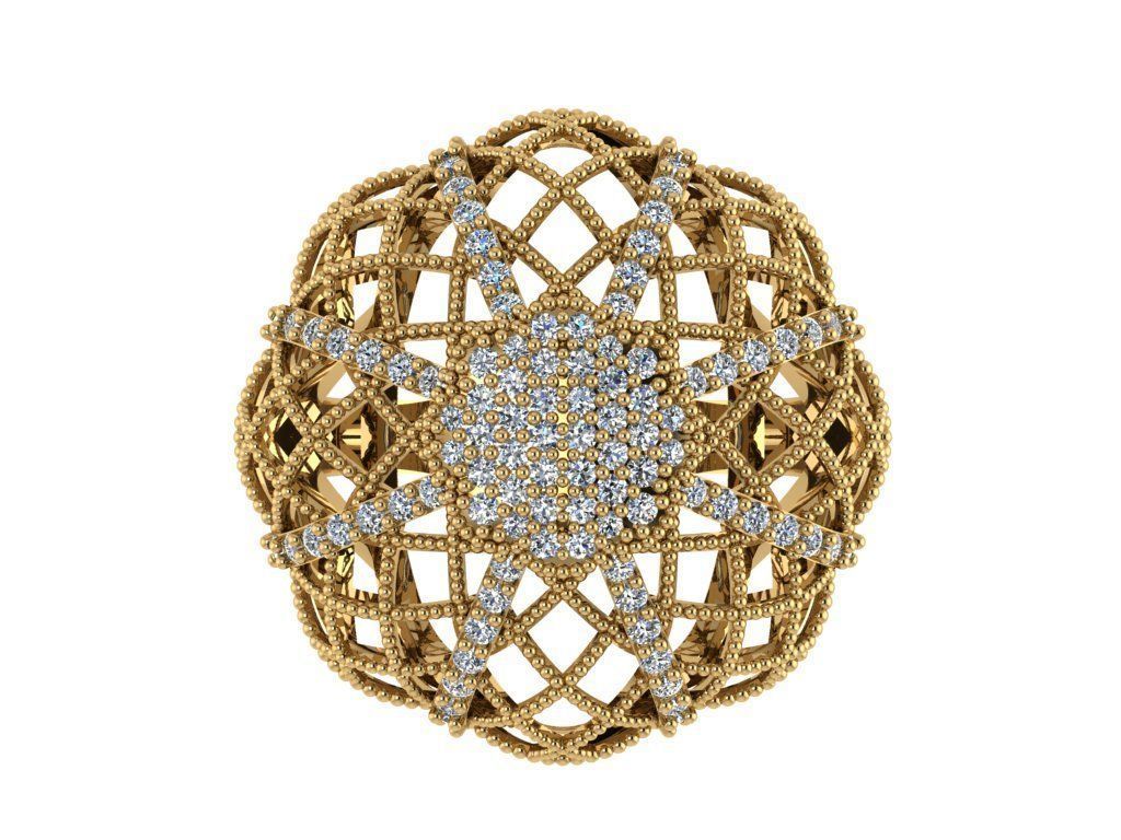 Ring402 ring with diamonds in gold 3D print model_1
